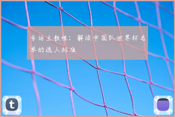 专访主教练:解读中国队世界杯名单的选人标准